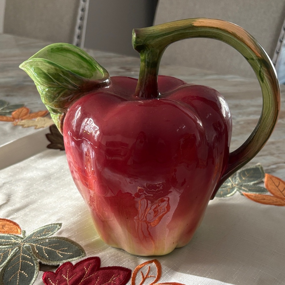 Lovely! Red Apple Shaped Ceramic Pitcher